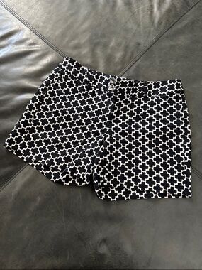 White House Black Market Black and White Geometric Shorts